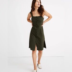 Madewell Green Sleeveless Square Neck Sundress